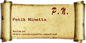 Petik Ninetta névjegykártya
